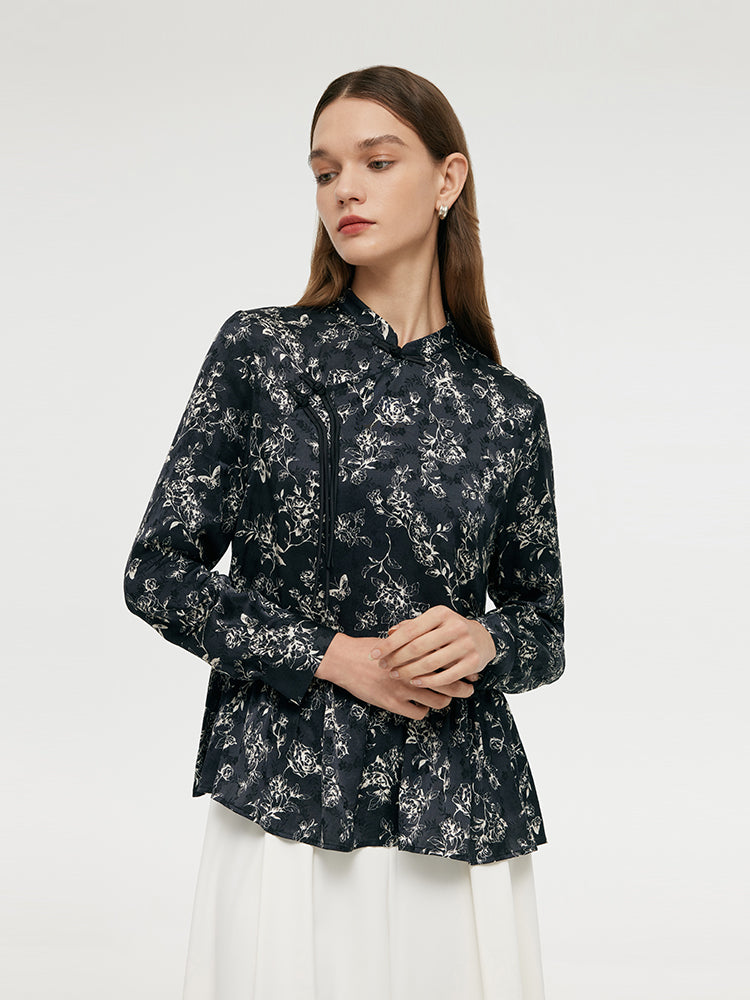 Butterflies Print New Chinese-Style Women Blouse