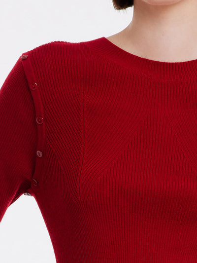 Detachable Sleeve Woolen Round Neck Women Sweater