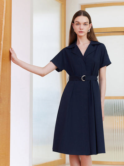 Lapel Collar Shirt Mini Collared Dress