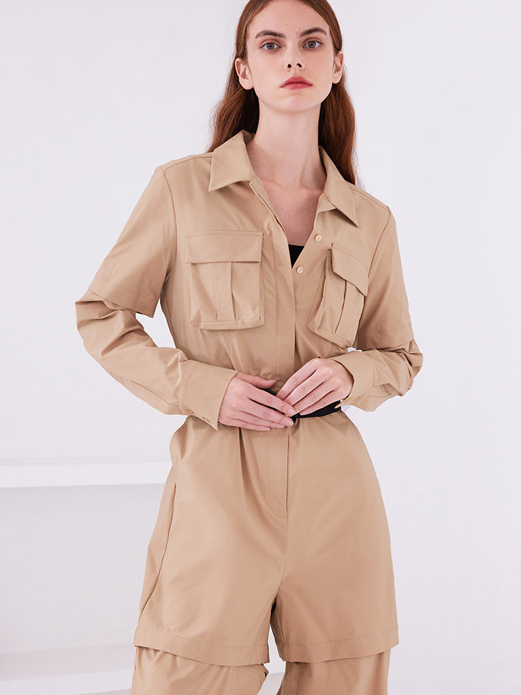 Khaki Detachable Stretchy Women Jumpsuit