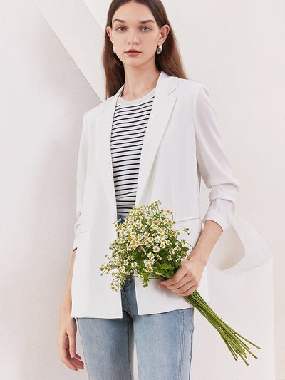 Acetate Minimalist One-Button Blazer