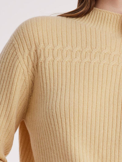 Wool Sequins Mock Neck Women Sweater