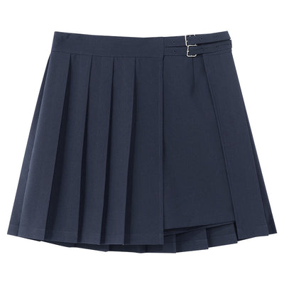 Navy Blue Reversible Style Pleated Skort