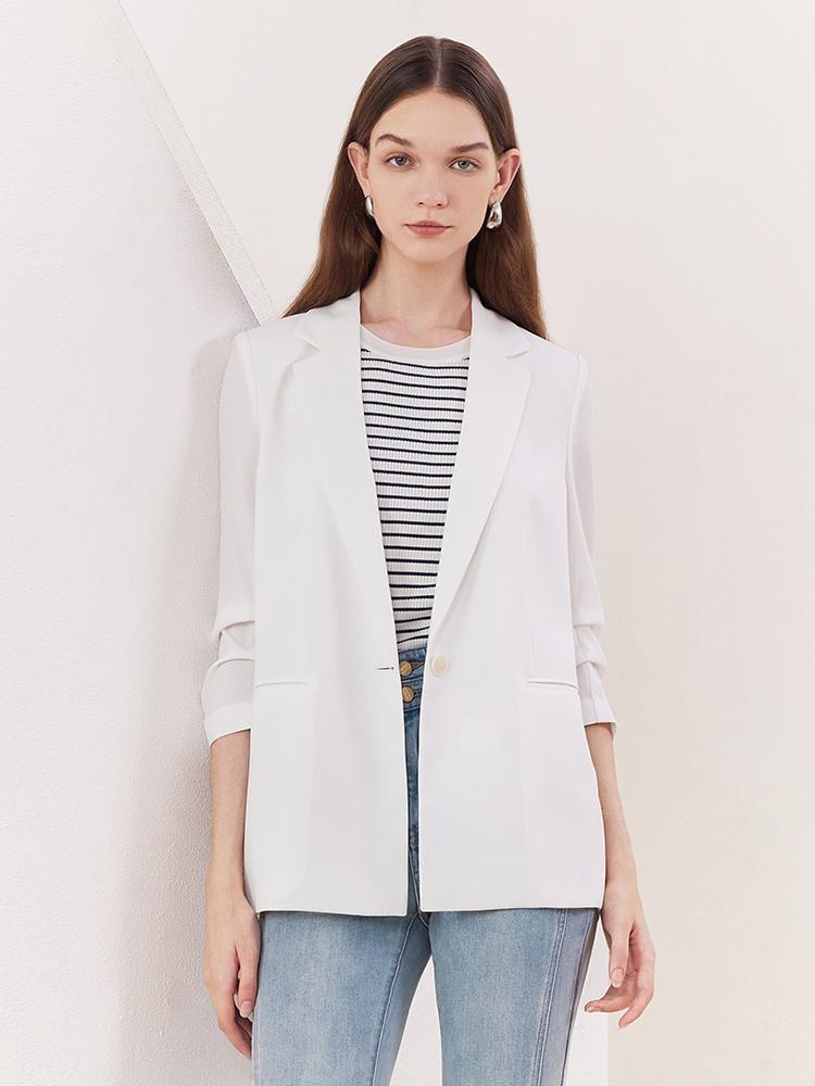 Acetate Minimalist One-Button Blazer