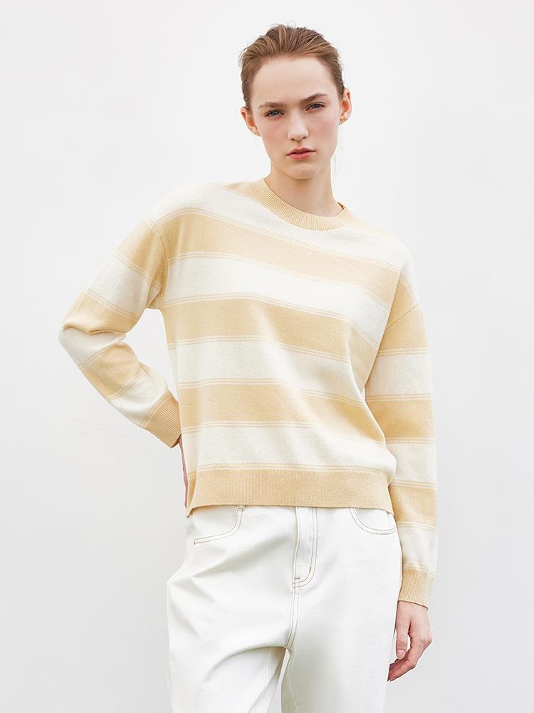 Color Block Striped Woolen Women Sweater