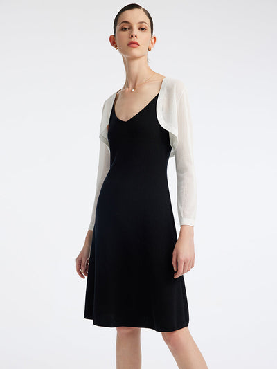 Mulberry Silk Slim Dress And Cardigan Two-Piece Set