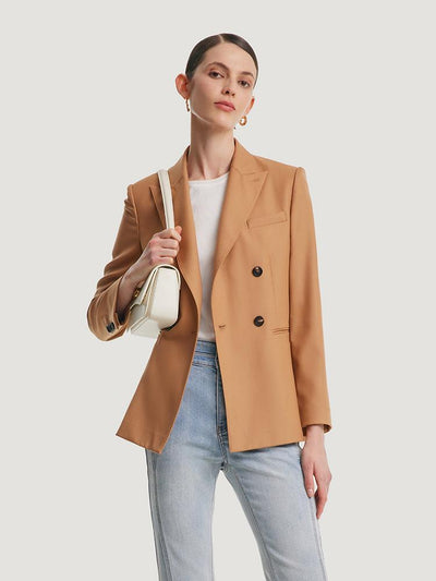 Camel Worsted Woolen Women Blazer