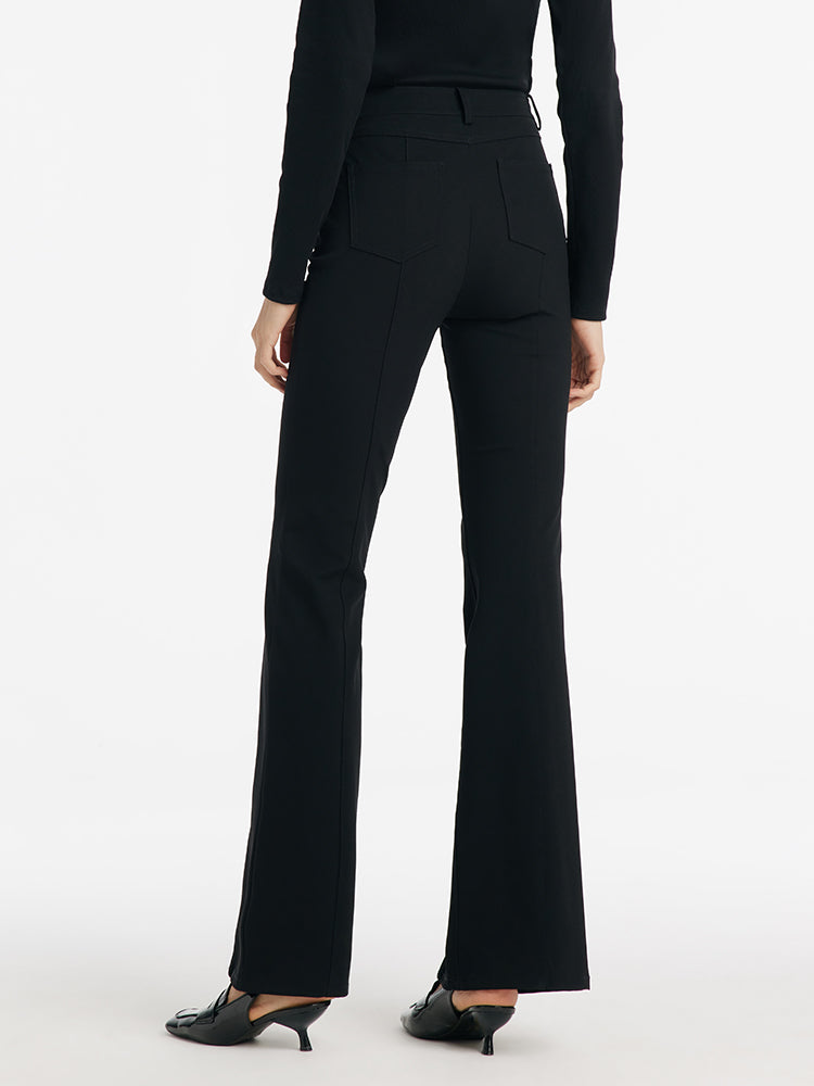 Stretchy High-Waisted Slit Women Pants