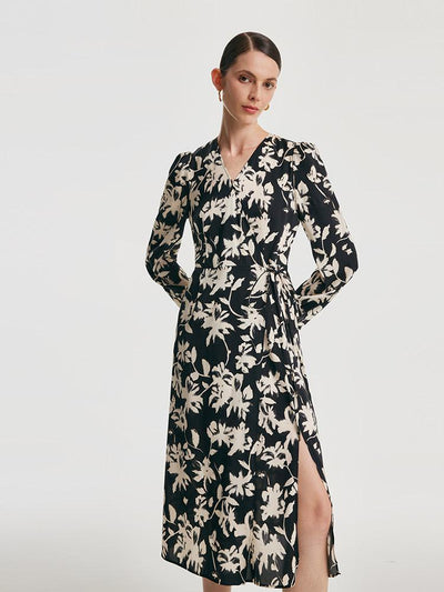 19 Momme Stretch Silk Printed Tea Break Midi Dress