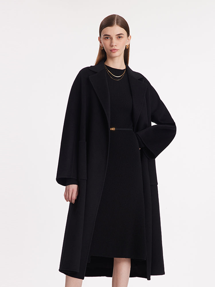 Wool And Cashmere Wrapped Bathrobe-Style Women Coat