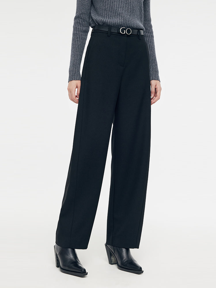 Wool Blend Women Full Length Pants