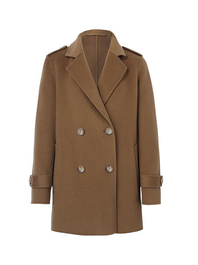 Mid-Length Notched Lapel Double-Faced Wool Women Coat