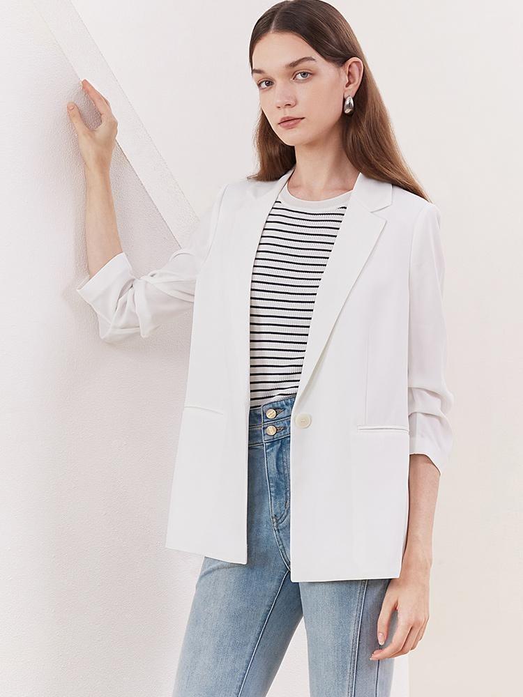 Acetate Minimalist One-Button Blazer