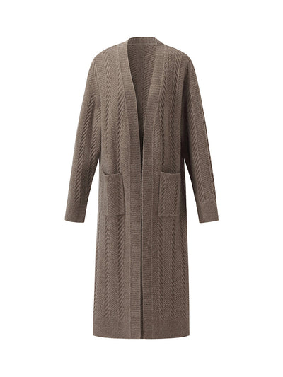 Machine Washable Wool Women Long Cardigan