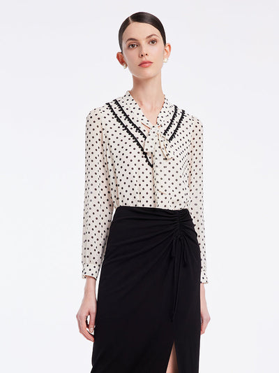 Polka Dots Tie Neck Shirt