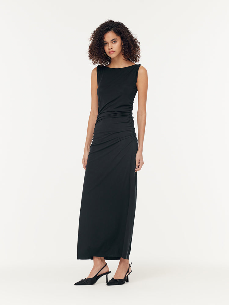 Modal Gathered Waist Women Vest Maxi Dress