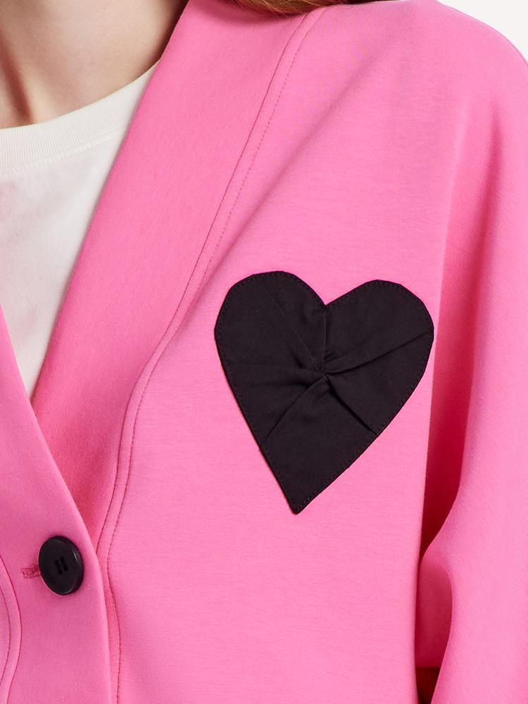 Pink Air Layer Heart Crop Women Jacket