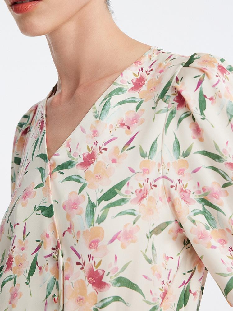 Silk Floral Loose Women Blouse