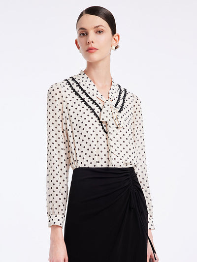 Polka Dots Tie Neck Shirt