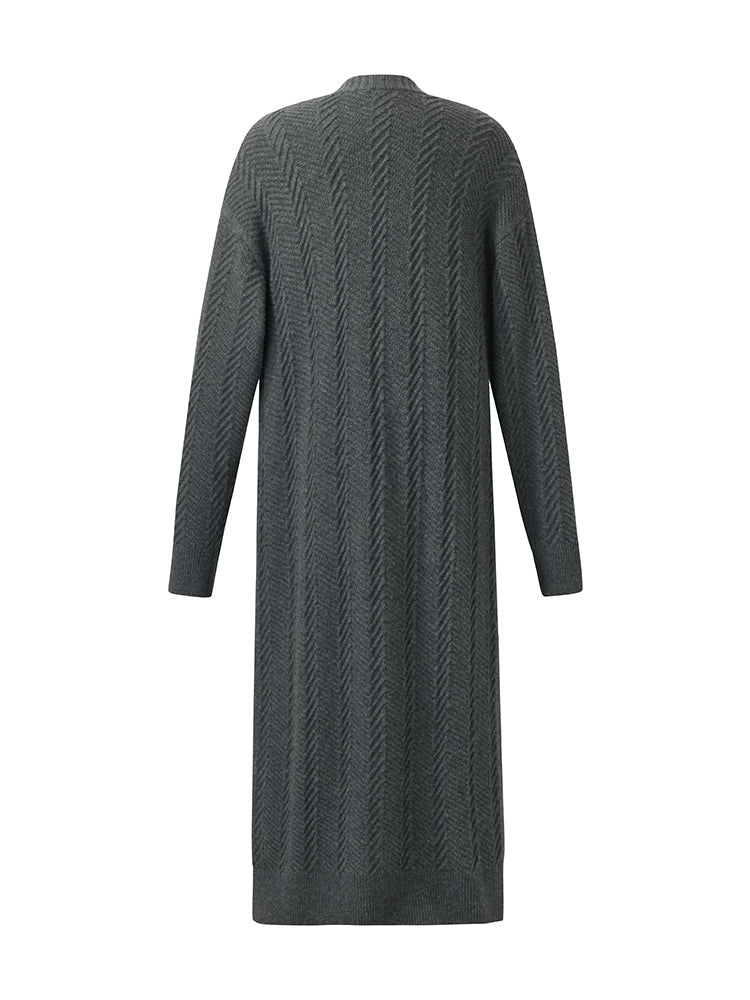 Machine Washable Wool Women Long Cardigan