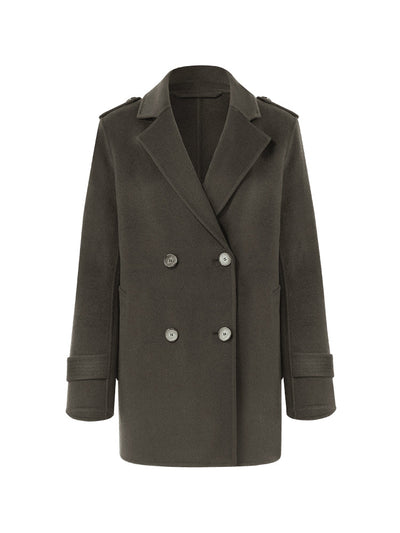 Mid-Length Notched Lapel Double-Faced Wool Women Coat