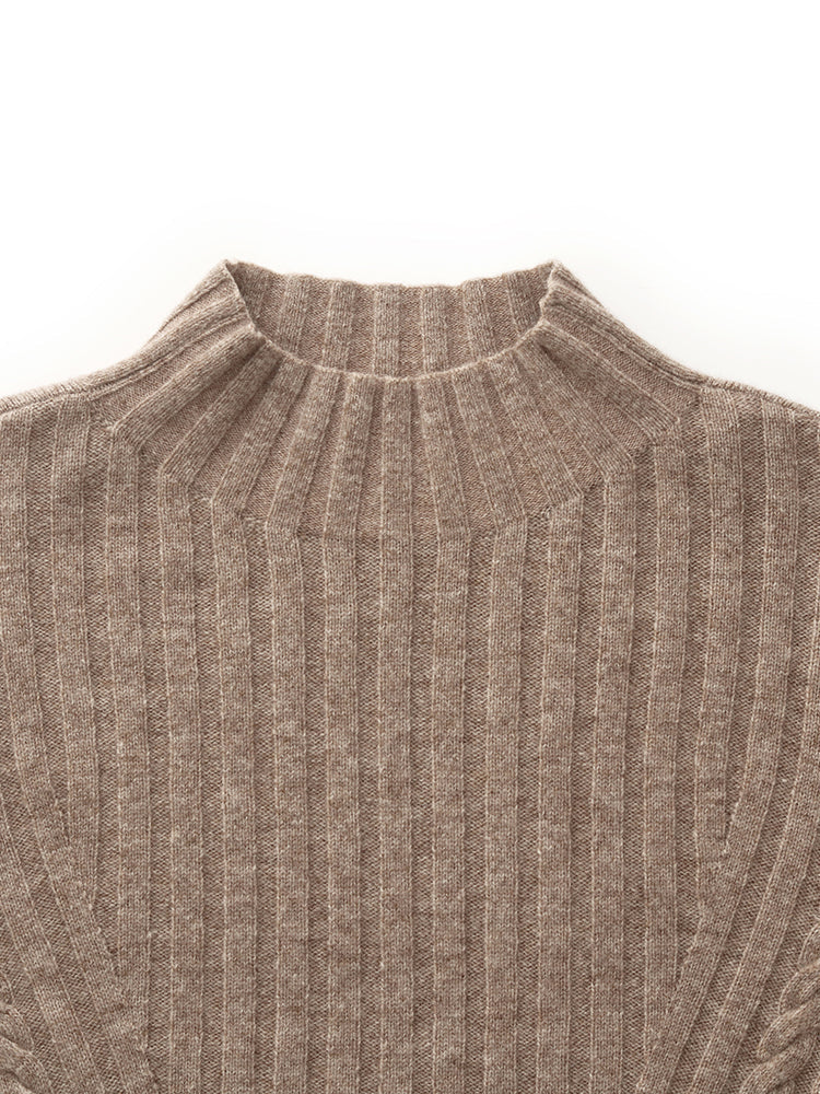 Machine Washable Wool Mock Neck Women Sweater