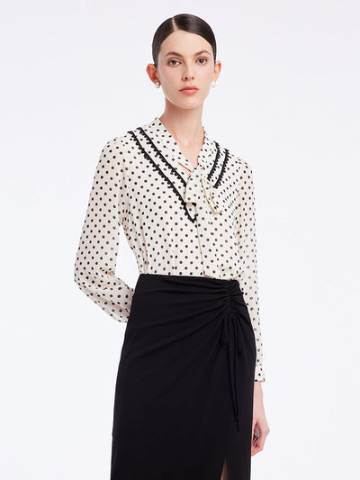 Polka Dots Tie Neck Shirt