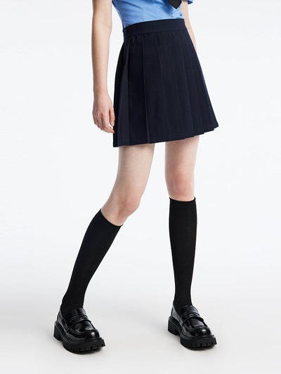 Navy Blue Reversible Style Pleated Skort