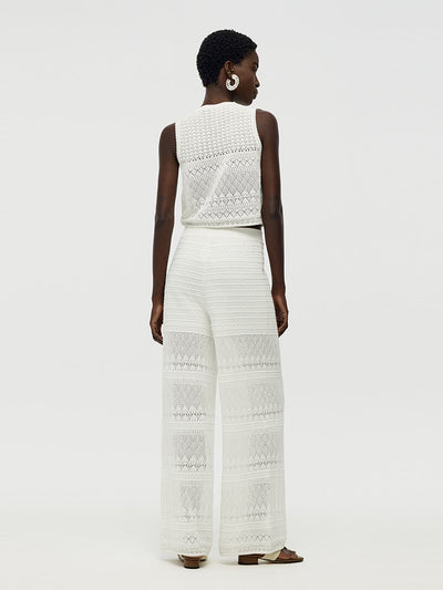 Cotton Openwork Tank Top And Pants Two-Piece Set