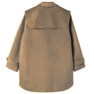 Tencel Woolen Double-Faced Coat With Detachable Shawl And Brooch