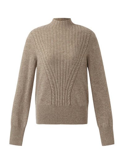 Machine Washable Wool Mock Neck Women Sweater