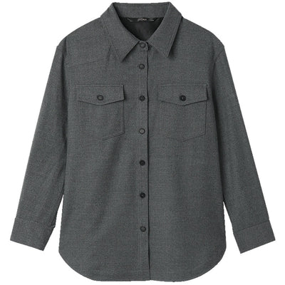 Grey Wool Shirt-Style Women Jacket