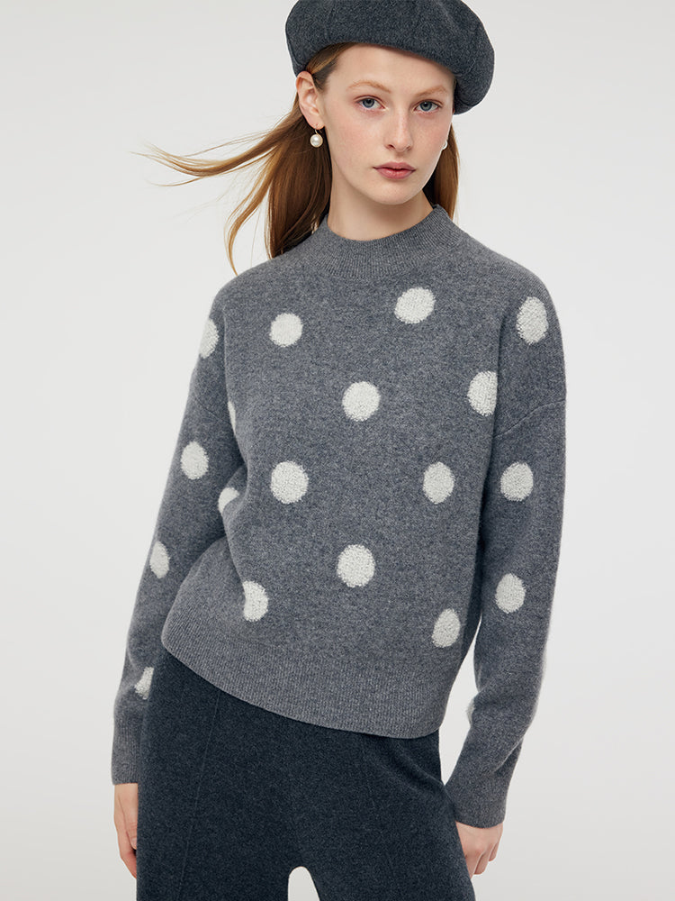 Wool Blend Polka Dots Women Sweater