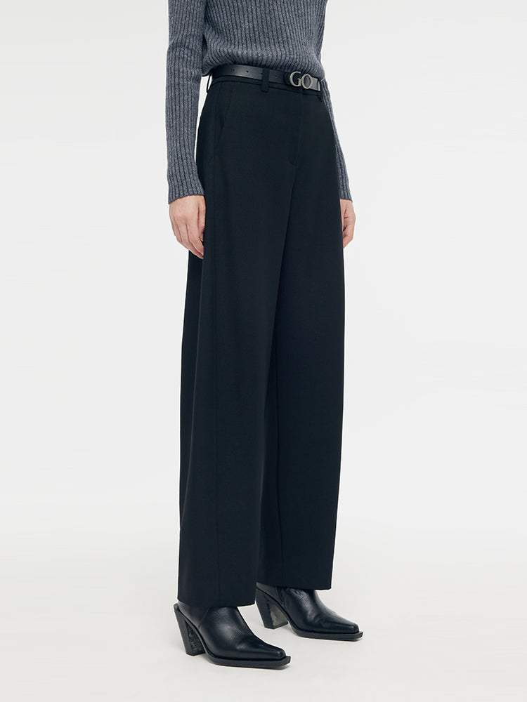 Wool Blend Women Full Length Pants