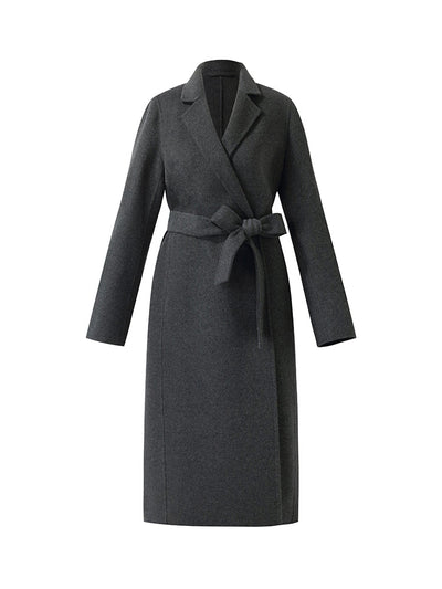 100% Wool Belted Women Overcoat