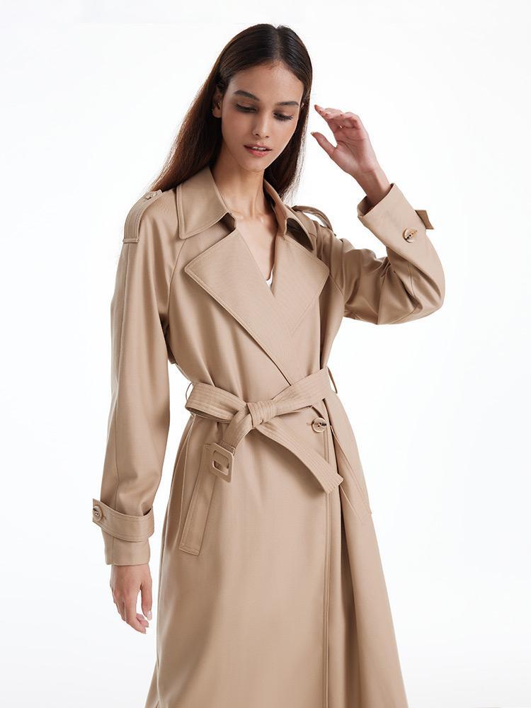 Worsted Woolen Double-Breasted Trench Coat