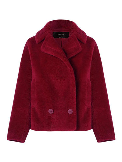 Lapel Double-Breasted Teddy Lamb Wool Short Coat