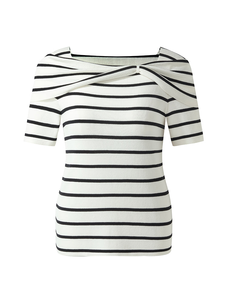 Tencel Black And White Stripe Women Top