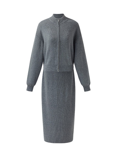 Cashmere Wool Blend Cardigan And Skirt Two-Piece Set