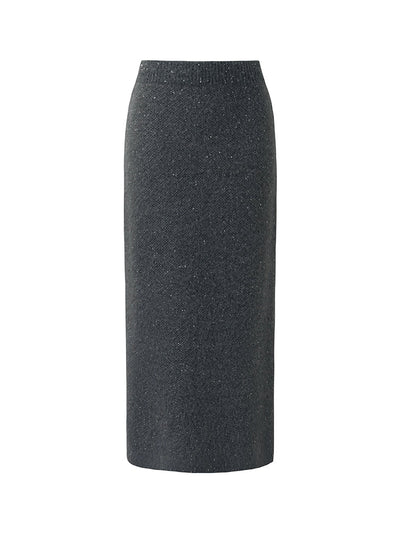 Mohair Wool Blend Sequins Women Midi Skirt