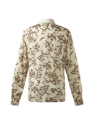 19 Momme Mulberry Silk Floral Printed Lapel Women Shirt