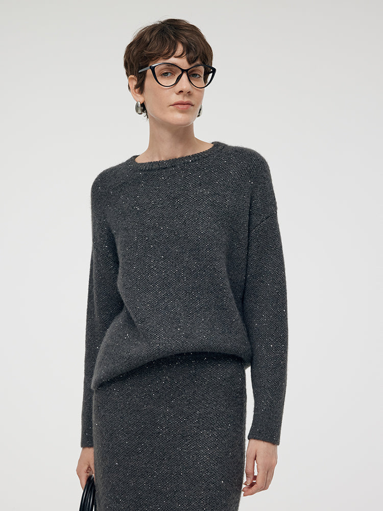 Mohair Wool Blend Sequins Women Sweater