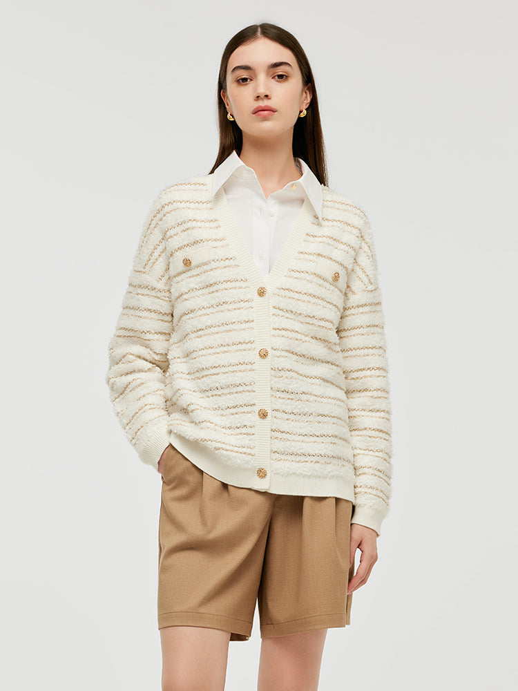 Tencel Wool Single-Breasted Women Cardigan