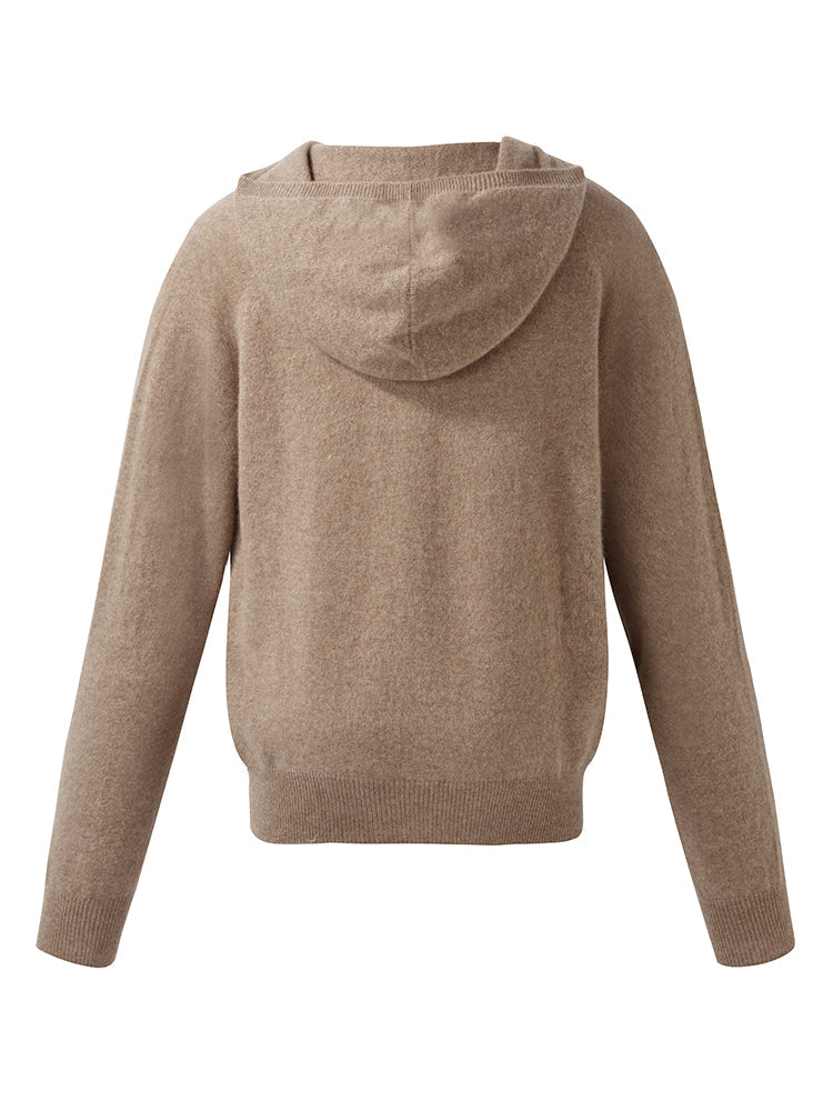 100% Cashmere Seamless Women Hooded Sweater