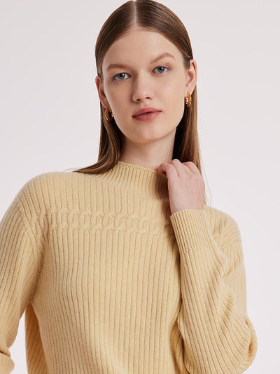 Wool Sequins Mock Neck Women Sweater