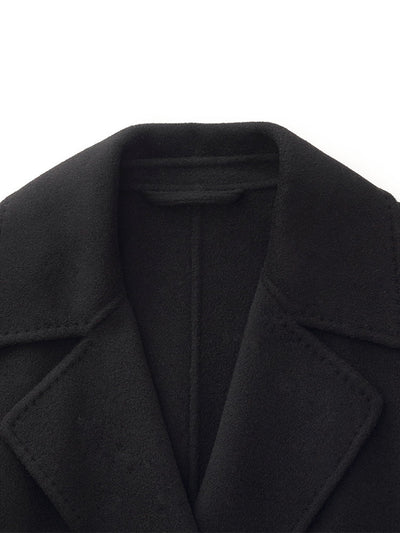 Cashmere Wool Double-Faced Longline Women Wrap Overcoat