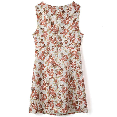 Floral Jacquard Vest Mini Dress