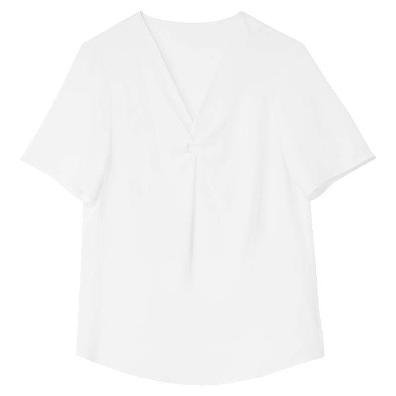 White Acetate Twisted Women Blouse