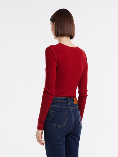 Detachable Sleeve Woolen Round Neck Women Sweater