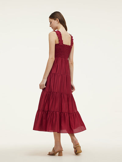 Tencel Ruffle Strap Women Maxi Dress